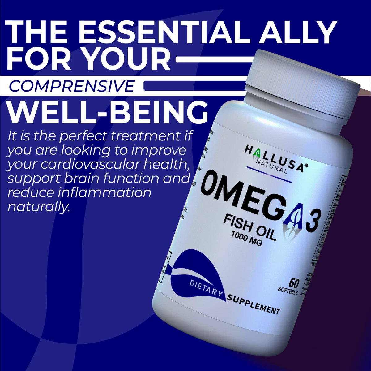 Omega 3 Fish Oil 1000 mg, EPA 180mg DHA 120mg, Heart & Joint Support 60 Softgels