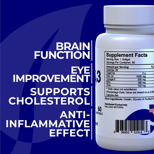 Omega 3 Fish Oil 1000 mg, EPA 180mg DHA 120mg, Heart & Joint Support 60 Softgels